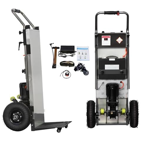 RXFSP Electric Stair Climbing Hand Trucks Dolly Cart for Moving 880lb Capacity Heavy Duty Stair Climber Cart Hand Trolley for Furniture Family Logistics Warehouse,Stainless Steel Backplate Cover