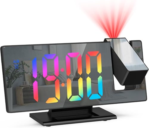 OQIMAX Projection Alarm Clock with 7.8'' Mirror Screen & USB Charging