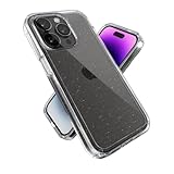 Speck Clear iPhone 14 Pro Case - Drop Protection, Scratch Resistant Dual Layer Slim Phone Case for 6.1 Inch iPhones 14 Pro - Anti-Yellowing & Anti-Fade Case - Clear with Platinum Glitter GemShell