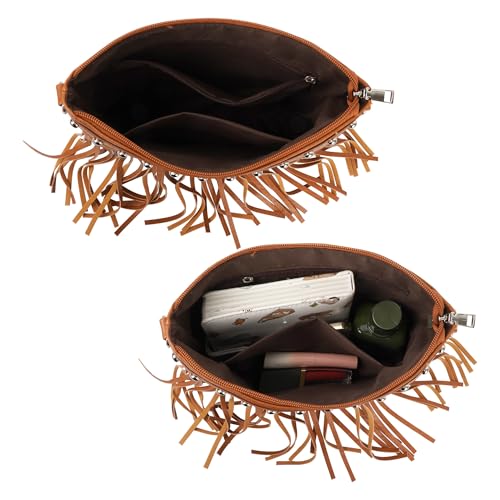 Image of Hoce Women's Leather Fringe Messenger Bag Large Hobo Crossbody Tassel Shoulder Bags, Gift for Mom Wife Girlfriend