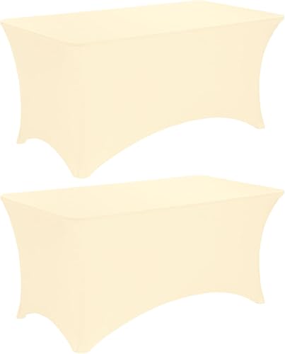 Paquete de 2 manteles rectangulares de elastano de 6 pies, lavables, resistentes a las arrugas, para mesas plegables, bodas, fiestas, cumpleaños,