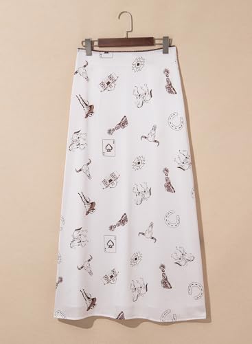 Women's Western Print Satin Long Skirts High Waist A-Line Casual Beach Party 2025 Summer Maxi Skirts4