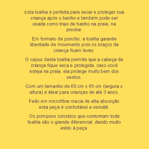 Marujá Beach Toalha com Capuz Infantil Poncho Piscina Praia Natação Banho
