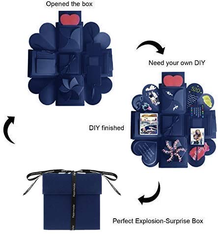 Diy Explosion Box Set,Creative Explosion Gift Box-Love Memory,Scrapbook,Photo Album Gift Box For Birthday Valentine's Day Anniversary Wedding Christmas Festival (Blue) #TOP5