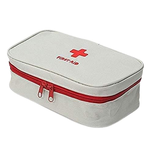 Image of Nylon Travel Medicine Pouch Emergency First Aid Kit Pouchorganizer With Medicine-Pocket Empty Bag For Travelling Car, Home, Office, Grey