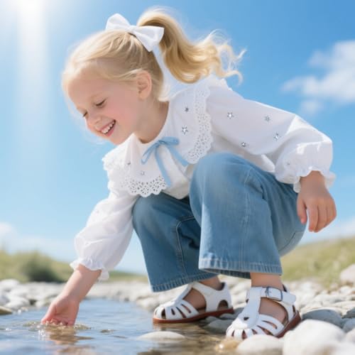 Image of Otter MOMO Girls Open Toe Princess Flat Sandals with Comfort Sole Summer Sandals