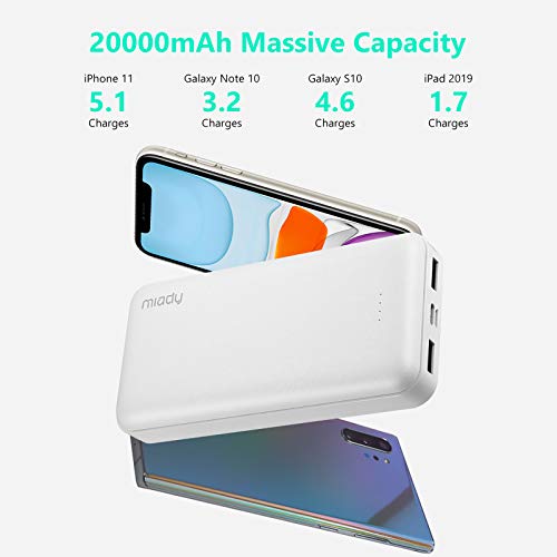 Miady 2-Pack 20000Mah Portable Charger Power Bank, Dual Usb Output And Usb-C Input, Fast Charging Battery Pack Charger For Iphone X, Galaxy S9, Pixel 3 And Etc #TOP1