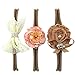 Lovemyangel 3 PACK Newborn Baby Girl Hair Bows with Soft Nylon Headbands Set (KHAKI)