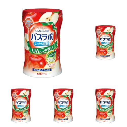 白元アース HERSバスラボボトル りんごの香り 540ｇ 入浴剤 粉末 保湿成分 薬用 スキンケア ヒアルロン酸 疲労回復 リラックス 血行促進 日本製 医薬部外品 (× 5)