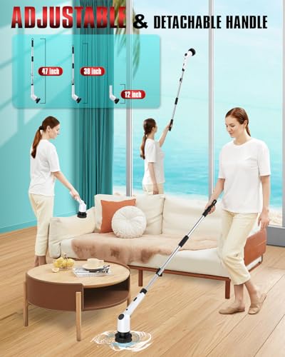 image for HattyRoom Electric Spin Scrubber, Cordless Shower Scrubber with 8 Repl