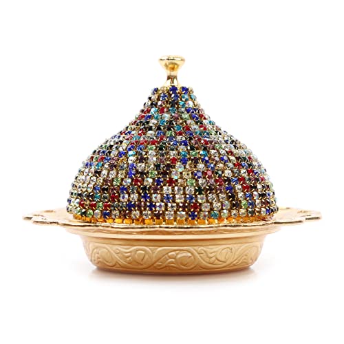 Alisveristime Coated Handmade Brass Sugar Chocolate Candy Bowl Serving Dish With Lid (Crystal Mix Gold) #TOP28