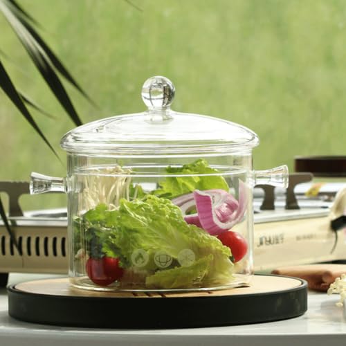 Casserole en verre transparent résistant à la chaleur 1L pour cuisson multi-usage
