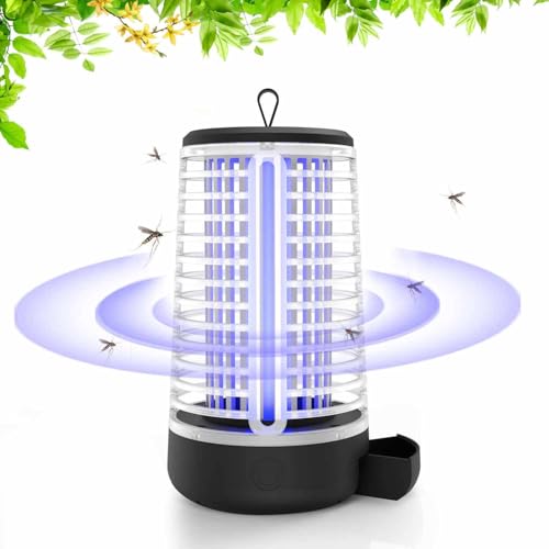 Lámpara Antimosquitos Eléctrico, 20W 2000V Recargable Matar, Exterior lampara Antimosquitos Anti Mosquitos Control de Plagas para Patio Trasero Camping, Repelente de Insectos Interior