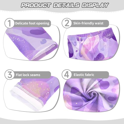 Girls Leggings Purple Shape Kids Length Leggings Pants Toddler Athletic Soft Tights Trousers 4T3