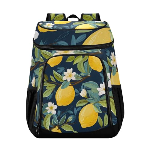 Yellow Lemon Green Blue Cooler Backpack Cooler Insulated Leak Proof Lunch Backpack 36 Cans Waterproof Soft for Men Women Picnic Hiking Camping Beach