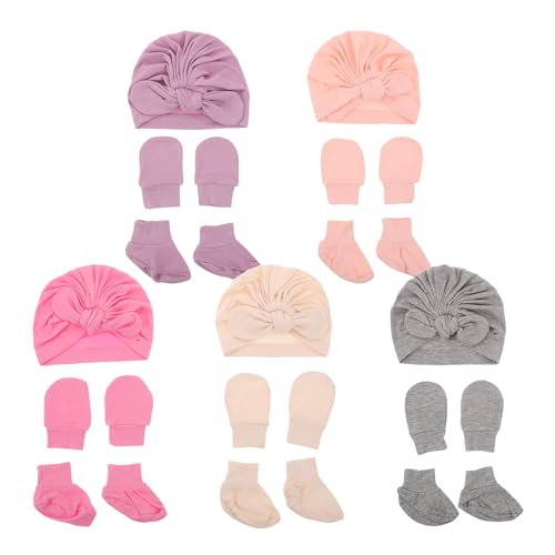 Conjunto de gorro, mitones y calcetines ERINGOGO de algodón cálido para recién nacidos