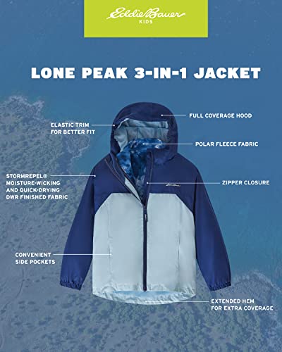 Eddie Bauer Girls' Rain Jacket - Lone Peak Waterproof 3 in 1 Insulated Windbreaker Coat with Removable Fleece Lining (5-20)2
