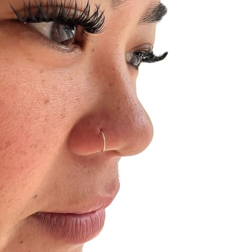 Tiny Gold fill Nose Ring Hoop - Nose Ring 20 Gauge 6mm-7mm - Slightly Adjustable for Low Piercing Tiny Gold fill Nose Ring Hoop - Nose Ring 20 Gauge 6mm-7mm - Slightly Adjustable for Low Piercing