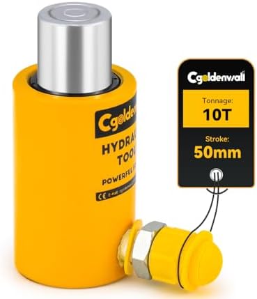 CGOLDENWALL Hydraulikzylinder 10T Hub 50mm Selbsthöhe 104mm für Gebäude und Brücken RSC-10T