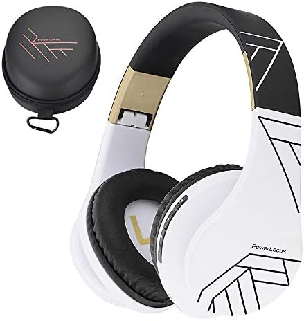 PowerLocus Bluetooth Over-Ear Headphones, Wireless Stereo Foldable Headphones Wireless and Wired Headsets with Built-in Mic, Micro SD/TF, FM for iPhone/Samsung/iPad/PC (White/Violet)