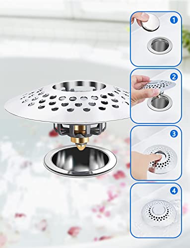 Bathtub Stopper Tub Drain With 2 In 1, Universal Bathtub Stopper With Shower Drain Hair Catcher, Premium Upgraded Brass Bathtub Drain Cover, Pop-Up Drain Filter For 1.6-2 Inch Drain Hole #TOP2