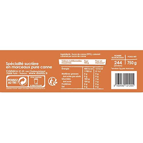DADDY - Sucre Demi Rond Pure Canne 750G - Lot De 4 - Vendu Par Lot