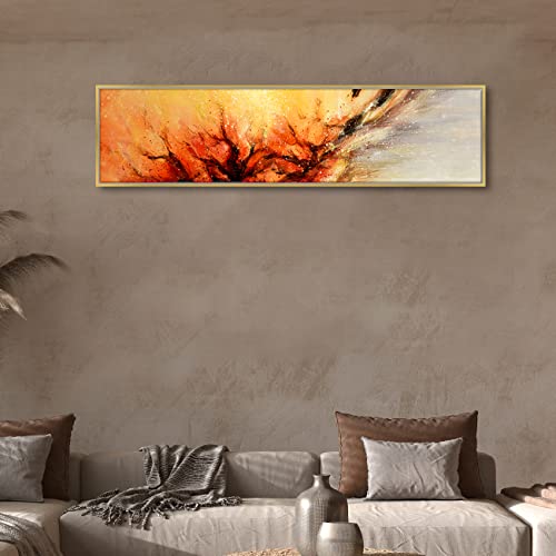 Image of PAINTINGMANTRA Abstract Galaxy in the Star Large Canvas Painting Framed Panel Wall Painting, Framed Luxury Paintings for Home Decoration, Living room, Bedroom and Office Decor (Yellow, 13x47 Inch)