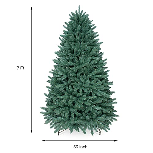 OasisCraft Pre-lit Christmas Tree 7ft Premium Hinged Blue Spruce Artificial Christmas Tree with 800 Clear Lights, Full Xmas Tree - Thumbnail 6