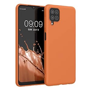 kwmobile Case for Samsung Galaxy A12 Case - Soft Cover - Shockproof TPU Material - Wireless Charging - Fruity Orange