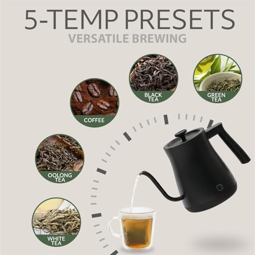WILLOW ECO SERIES Gooseneck Electric Kettle with 5 Temperature Presets and Keep Warm Feature, 0.8L Pour Over Kettle for Coffee & Tea 1200W Quick Heating with 100% Stainless Steel Interior Water Heater by WILLOW - Used condition - Image 3