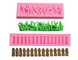3D Silicone Grass Mold for Fondant, Garden Picket Fence Fondant Mold for Cake Decoration, Cupcake To