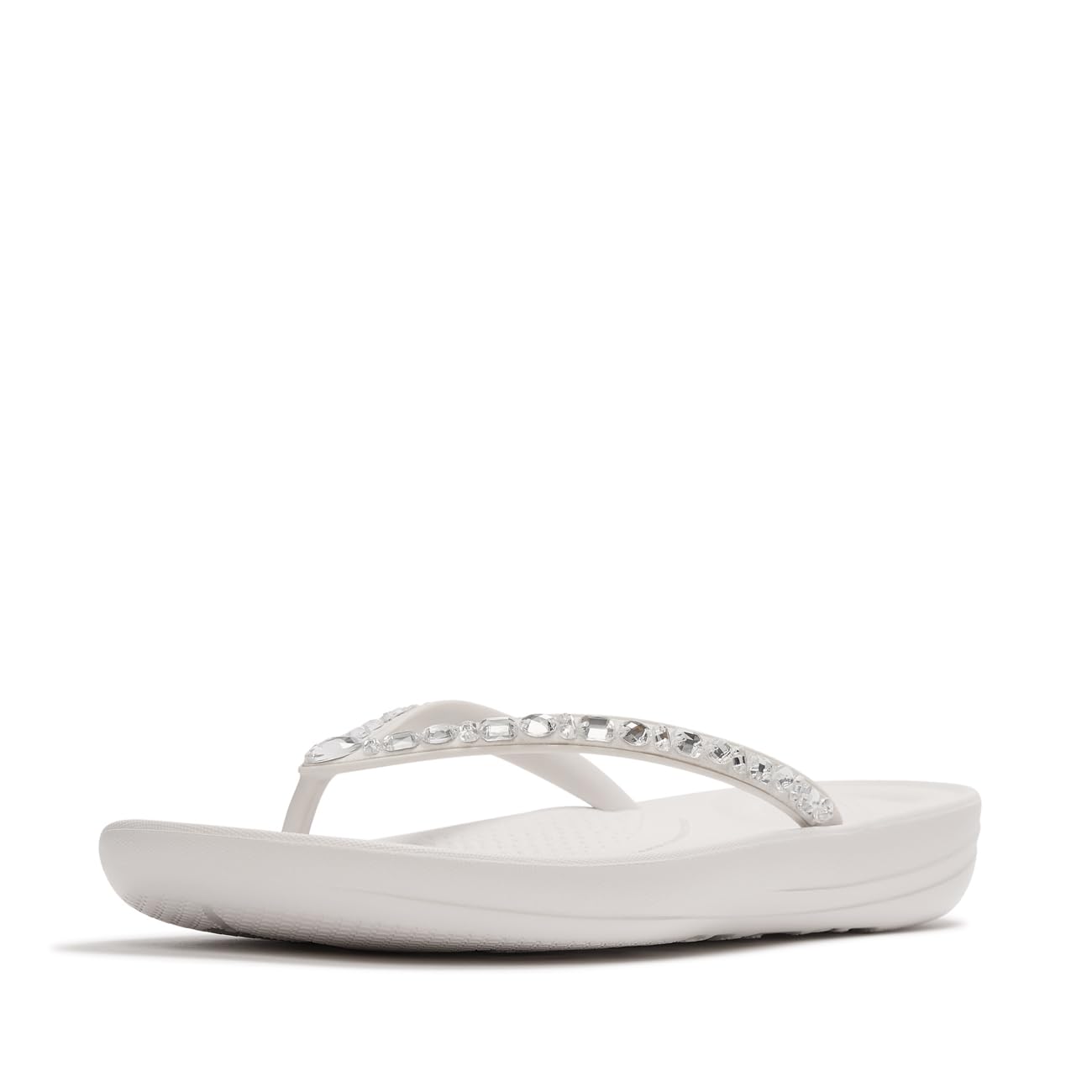 FitFlop Iqushion Multi-crystal Ergonomic Flip-flops, White, Size 4, Women
