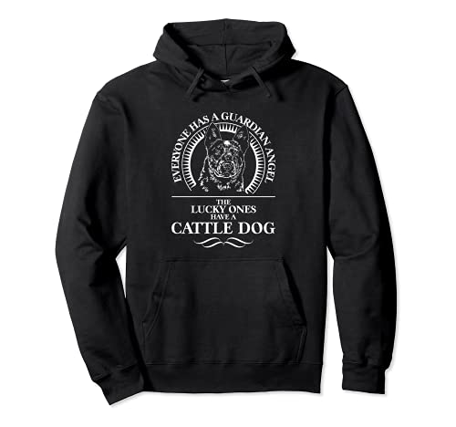 Proud Cattle Dog Guardian Angel dog saying dog mom Pullover Hoodie, Black