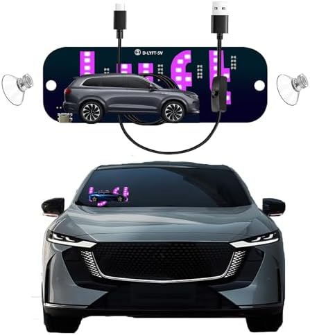 Light for Car,Light Signs for Car, Pink LED, USB Type-C Touch Control, Suction Cup Mount, Light Board Sign Suitable for All Cars