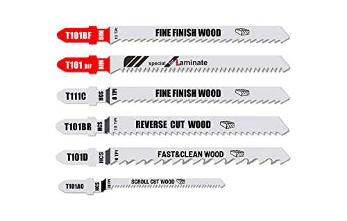 Foxbc Jigsaw Blades For Wood, T-Shank, 18 Pack (T101Br, T101Ao, T101Bf, 101Bif, T101D, T111C) #TOP1