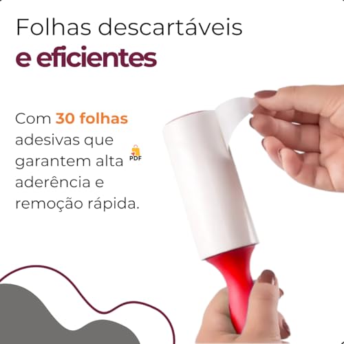 Kit 2 Rolos Tira Pelo Pet Cabelo Bolinha Roupa Sofá Adesivo Removedor Mais 4 Refil Total 180 Folhas