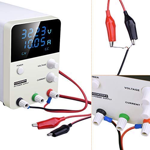 COODENKEY Alimentatore stabilizzato, 0-30V 0-10A Alimentatore da Laboratorio DC Regolabile Stabilizzato con Cavo di Alimentazione e Cavi con Spina a Banana CP3010S
