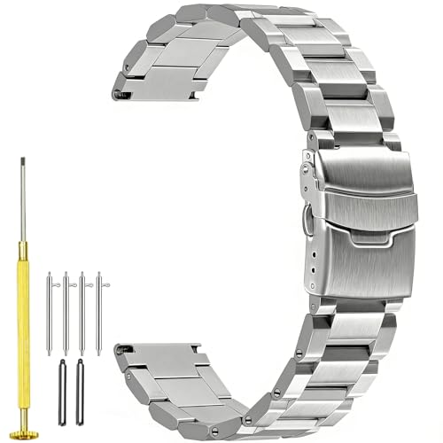 Image of Juntan 18mm 20mm 21mm 22mm 24mm 26mm Classic Stainless Steel Watch Band Silver Black Grey Blue Gold Brushed Metal Watch Strap for Women Men Watch Replacement Band Double Buckle