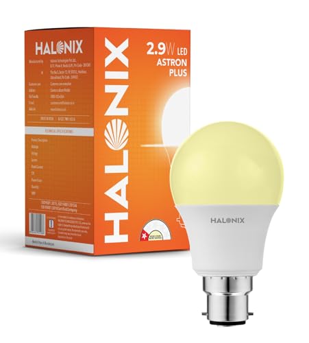 Image of Halonix 2.9W LED Light Bulb | Yellow (3000K) |Pack of 2|Energy Efficient| 4kv Surge Protection |High Lumens per watt, B22