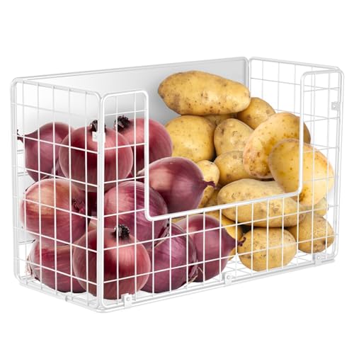Image of Ofiray-home Magnetic Fridge Shelf, Fruit Potato & Onion Storage Bins, Pantry Organizers, Large Container Basket for Refrigerator, Kitchen Counter, Cabinet (1, White)