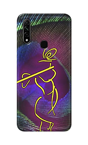 Image of PRINTFIDAA Lord Krishna On Peacock Feather Hard Back Cover for Oppo A31 (2020) / Oppo A8 Back Cover -(P6) KAT1007