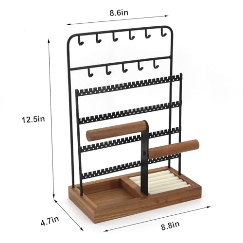 JONKASIPA Jewelry Organizer Stand, Necklace Earring Holder with Tray-Black by JONKASIPA - Used condition - Image 6