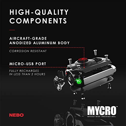 Nebo Mycro 400 Lumen Usb Rechargeable Keychain/Key Ring Pocket Flashlight Edc 6714 With Edisonbright Usb Charging Adapter Bundle (Red) #TOP6