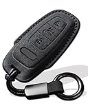 XMZAIMY for Audi Key Fob Cover with Keychain Fit for Audi A3 A6 A7 A8 Q7 Q8 S3 S6 RS6 RS7 Smart Keys Case Protector suede (Black, Style B)