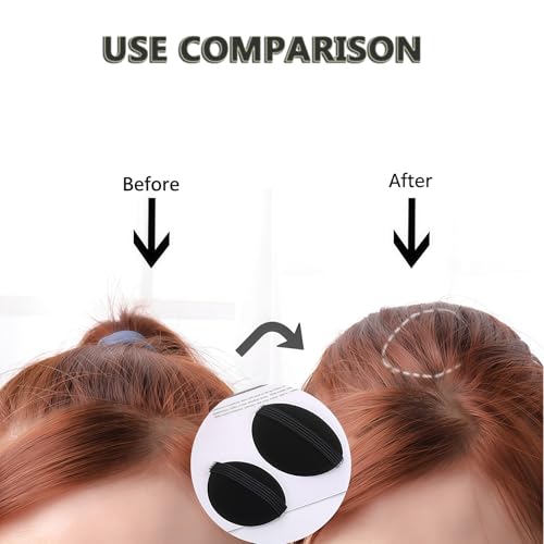 4 Pcs 2 Pairs Black Sponge Bump It Up Volume Hair Base Pads, Fluffy Padding Inserts for Hairstyle Bum Maker, Braid Holder for Women Girls