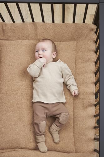 Meyco Baby Bouclé Laufgittereinlage (weiches und sicheres Material, modernes und schickes Design, trocknergeeignet, maschinenwaschbar, aus 100% Polyester, Größe: 80 x 100 cm), Toffee