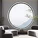 HEFJIAYCIQ Round Rotating Window, 360° Rotatable Aluminum Alloy Tempered Glass Windows, for Bathroom, Kitchen Decor,Black 3,110cm/43.3in