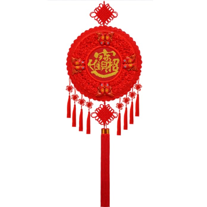 Pendentif de salon nœud chinois haut de gamme avec grand pompon