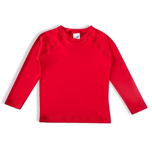 Camiseta de Praia Manga Longa, Tip Top, Unissex, Vermelho Medio, 1T