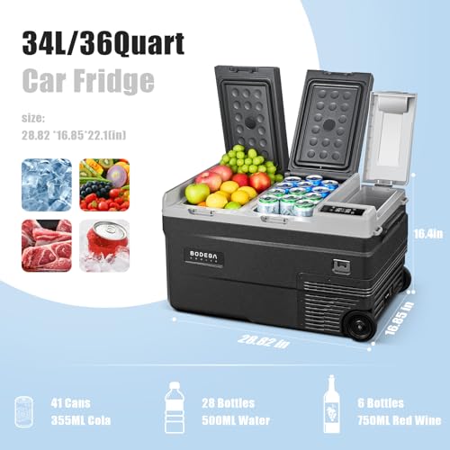 BODEGACOOLER 12 Volt Car Refrigerator, 36 Quart Portable Freezer, APP Control Car Fridge -4℉~68℉, Battery Powered 20V Dewalt & 12V/24 DC & 100-240 AC for Outdoor Camping Travel RV Home - Thumbnail 5